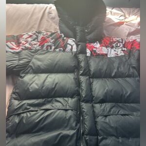 north face jacket , red and black , size L